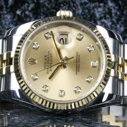  Rolex Datejust 36 Steel Gold 116233 Champagne Diamond - like New - Fullset 