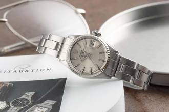 Thumbnail von Rolex Oyster Perpetual Lady Date Stahl / Weissold Automatik Damenuhr Ref. 6517 Klassiker