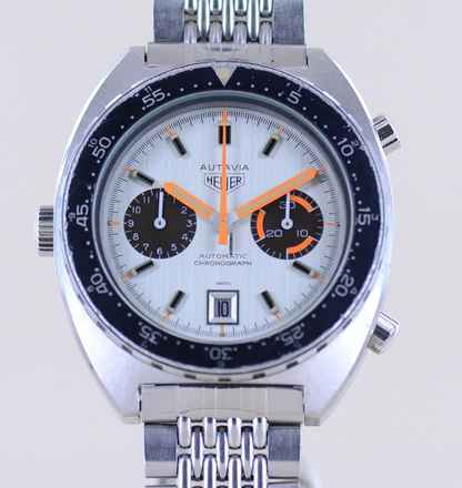 TAG Heuer Autavia Orange Boy Chronograph Vintage Automatic Cal 12 Silver dial rare