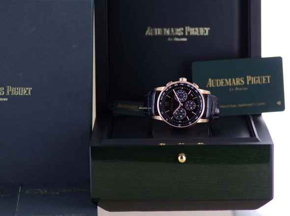 Audemars Piguet Code 11.59 Chronograph Violet Dial 18K Rose Gold Automatic Glass Case Back B+P