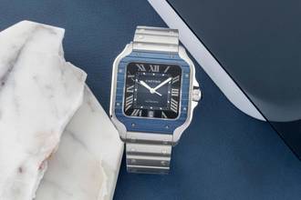 Thumbnail von Cartier Santos De Cartier Blue Stahl Automatik Herrenuhr Ref. WSSA0048 B&P 2022