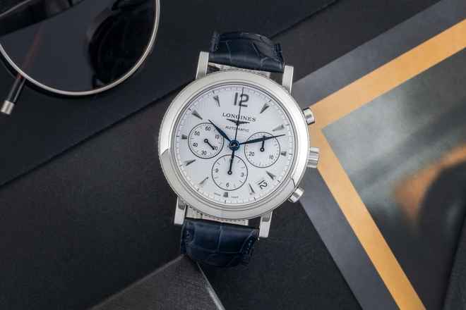  Longines Clous de Paris Chronograph Stahl Automatik Herrenuhr Ref. L2.704.4 B&P 