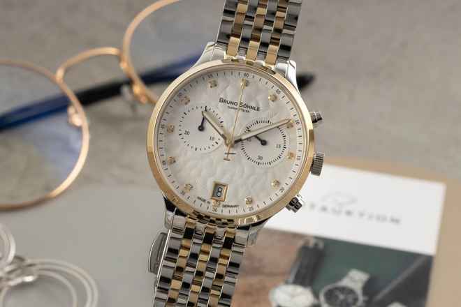  Bruno Söhnle Glashütte Bologna Chronograph Stahl Quarz Ref.17-23238-250 B&P 
