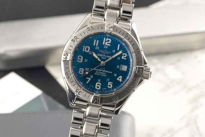  Breitling Superocean Automatik Datum Edelstahl Herrenuhr Ref. A17340 Box 