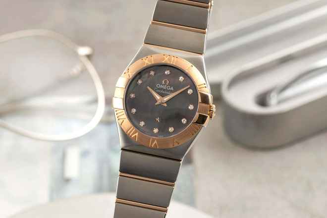  Omega Constellation Quartz Stahl / Gold Quarz Damenuhr Ref. 123.20.27.60.57.006 B&P 