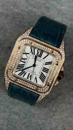  Cartier Santos 100 Top Condition Factory diamonds Rose gold 
