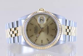 Thumbnail von Rolex Datejust 36 Saphirglas golden Stick dial Jubiléband Stahl Gold 16233 T-Serie Klassiker