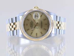 Thumbnail von Rolex Datejust 36 Saphirglas golden Stick dial Jubiléband Stahl Gold 16233 T-Serie Klassiker