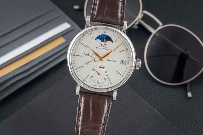 IWC Portofino Manuel Kurmalı Ay Fazı Manuel Kurmalı Çelik Ref. IW516401 B&P 2017