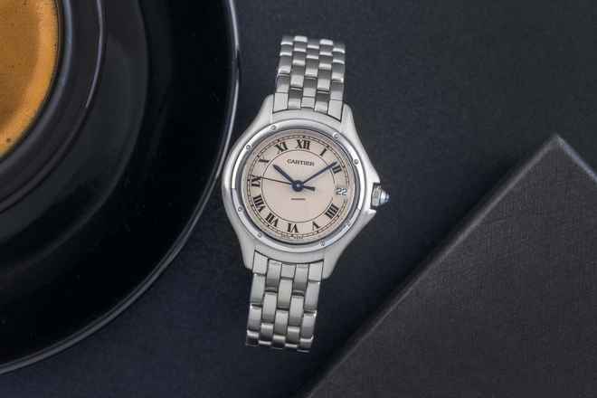 Cartier Cougar Çelik Quartz Roman Kadran Kadın Saat Ref. W35001F5 Klasik