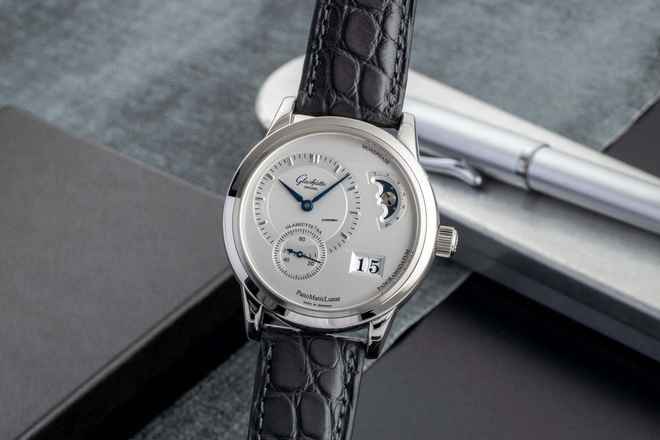 Glashütte Original PanoMaticLunar Çelik Otomatik Erkek Saat Ref. 1-90-02-02-02-04 Kutu