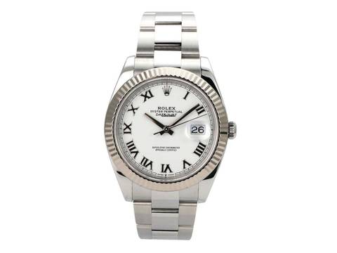 Rolex Datejust 41 Edelstahl Weißgold 126334 Weiß Römisch Oyster