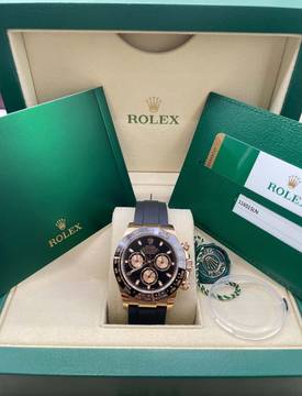 Rolex Daytona 116515Ln Oysterflex ROSE BLACK DIAL FULL SET Box+Papers lc Germany