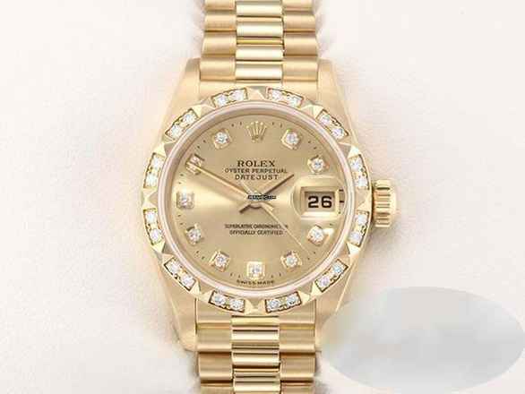  Rolex Lady-Datejust Gelbgold 750 Diamanten Brillanten Automatik 18kt Yellow Gold Damen President-band Chronometer Oyster 