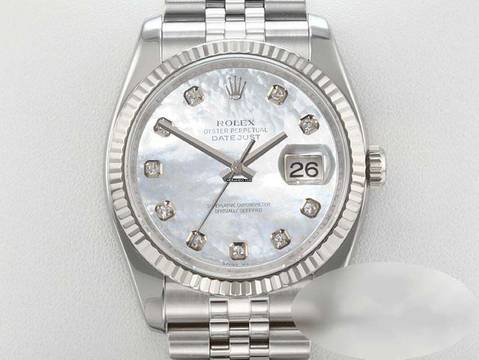 Rolex Datejust 36 116234 2012 Stahl Weissgold 750 Diamanten Perlmutt Automatik