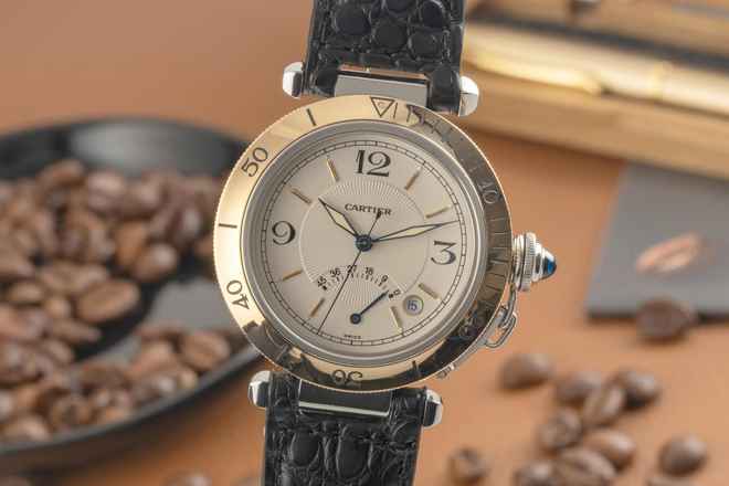 Cartier Pasha Güç Rezervi Çelik / Altın Erkek Saatı Ref. W31012H3 1033