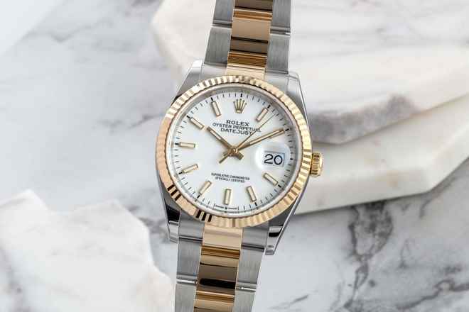 Rolex Datejust 36 Beyaz Kadran Çelik / Altın Otomatik Erkek Saat Ref. 126233 B&P 2025