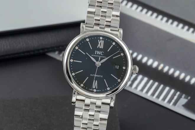 IWC Portofino Otomatik Yeşil Elmaslı Kadran Paslanmaz Çelik Otomatik Erkek Saatı Ref. IW458602