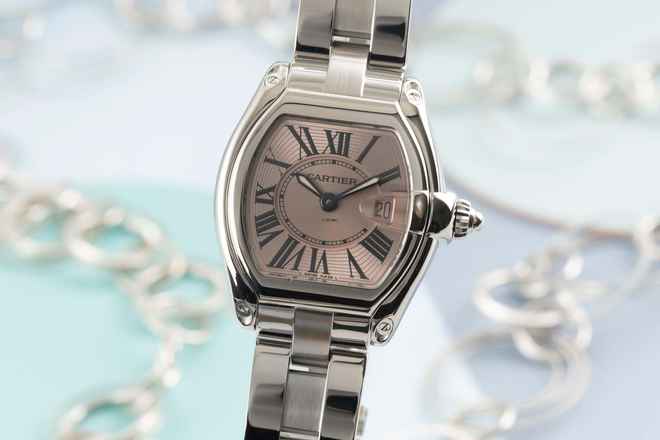 Cartier Roadster Pembe Kadran Paslanmaz Çelik Quartz Kadın Saat Ref. W62017V3 2675