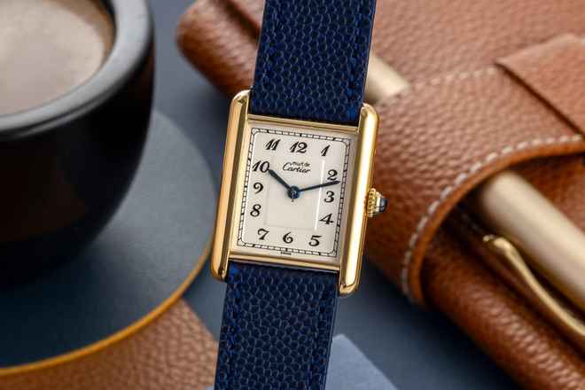  Cartier Tank Vermeil Silber vergoldet Quarz Damenuhr Ref. 590005 Klassiker 