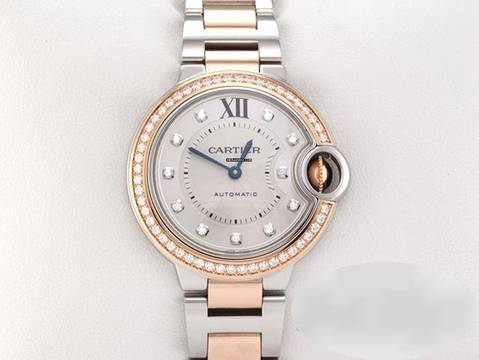 Cartier Ballon Bleu 33mm Edelstahl Rosegold 750 Diamanten 2018 We902077 Steel 18kt Rose Gold