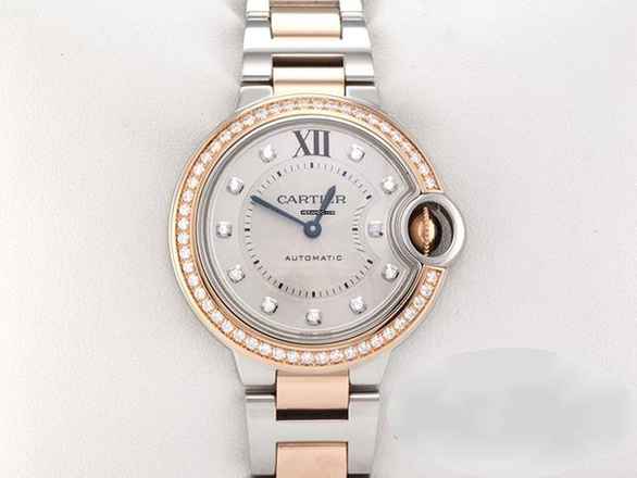  Cartier Ballon Bleu 33mm Edelstahl Rosegold 750 Diamanten 2018 We902077 Steel 18kt Rose Gold 