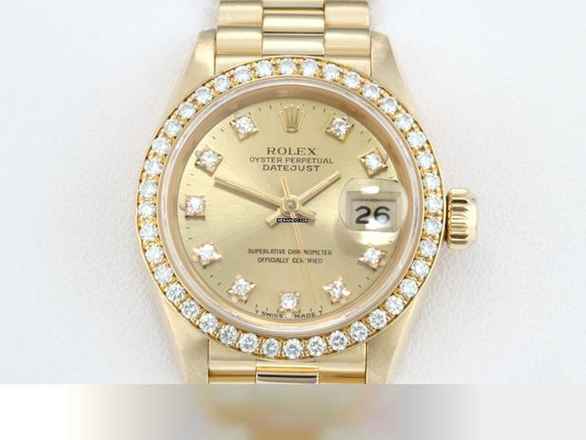  Rolex Lady-Datejust Gelbgold 750 1991 Lc100 Diamanten Brillanten Automatik Gold Damen 18kt Yellow Gold President-band Chronometer Oyster 