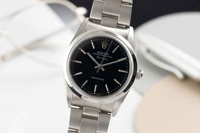 Rolex Air King 34 Siyah Kadran Oyster Paslanmaz Çelik Otomatik Erkek Saatı Ref. 14000 Kutu