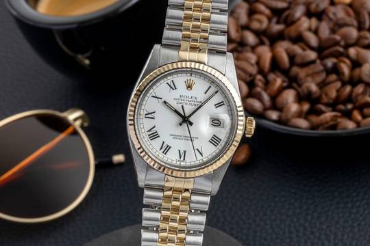 Rolex Datejust 36 Buckley Dial Stahl / Gold Automatik Ref. 16013 Papiere 1981