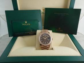 Thumbnail von Rolex Day-Date 40 Choco Dial Everrose / Diamond Bezel
