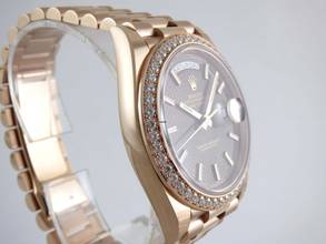 Thumbnail von Rolex Day-Date 40 Choco Dial Everrose / Diamond Bezel