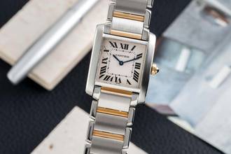Thumbnail von Cartier Tank Française Edelstahl / Gold Quarz Damenuhr Ref. W51006Q4 2301