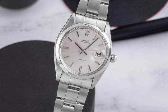 Rolex Oysterdate Precision Silver Dial Stahl Handaufzug Herrenuhr Ref. 6694 Vintage