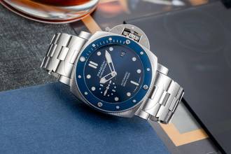 Thumbnail von Panerai Submersible Blue Notte Stahl Automatik Herrenuhr Ref. PAM01068 B&P 2021