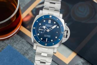 Thumbnail von Panerai Submersible Blue Notte Stahl Automatik Herrenuhr Ref. PAM01068 B&P 2021