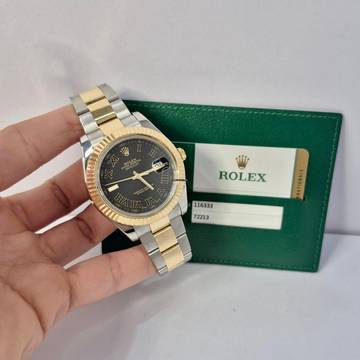 Rolex Datejust II 41mm Ouro & Aço Dark Wimbledon Automático Completo