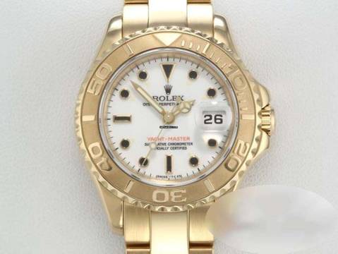 Rolex Yacht-Master 29mm Gelbgold 750 Automatik 18kt Yellow Gold Damen Oyster-band Chronometer White Dial
