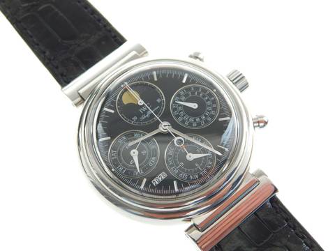 IWC Da Vinci Perpetual Calendar Ewiger Kalender in Edelstahl revisioniert im Top Zustand mit Krokoband original IWC Krokoband und Schließe