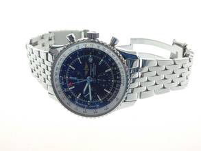 Thumbnail von Breitling Navitimer World Tresoruhr im Neu Zustand mit Navitimerband schwarzes Zifferblatt Navitimerband