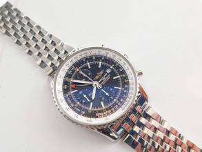 Thumbnail von Breitling Navitimer World Tresoruhr im Neu Zustand mit Navitimerband schwarzes Zifferblatt Navitimerband