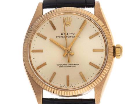  Rolex Oyster Perpetual 34 Ref.6567 Bj.1957 original Box sehr gut Vintage Oyster Perpetual 18kt Roségold 