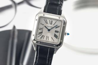 Thumbnail von Cartier Santos Dumont Stahl Quarz Damenuhr Ref. WSSA0023 Box & Papiere 2021