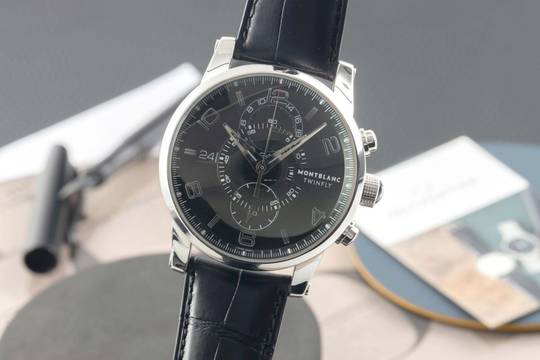  Montblanc Timewalker TwinFly Chronograph Stahl Automatik Ref. 105077 7175 B&P 