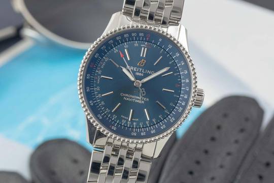  Breitling Navitimer 35 Blue Stahl Automatik Ref. A17395161C1A1 B&P 