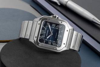 Thumbnail von Cartier Santos Large Blue Stahl Automatik Herrenuhr Ref. WSSA0030