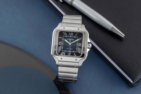 Cartier Santos Large Blue Stahl Automatik Herrenuhr Ref. WSSA0030