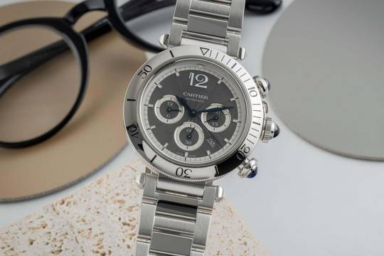 Cartier Pasha Chronograph Stahl Automatik Herrenuhr Ref. WSPA0027 Box & Papiere