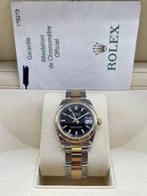 Thumbnail von Düzenli durumda, kağıtlarla birlikte Rolex Lady-Datejust 31, siyah kadran, Çelik/Altın