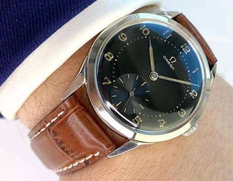 Omega Classic Vintage Spider Lugs 2605 UNRESTORED BLACK GILT DIAL 2605