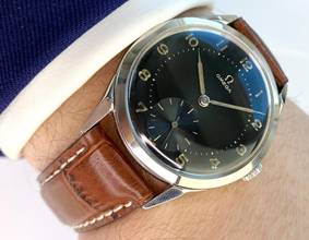 Thumbnail von Omega Classic Vintage Spider Lugs 2605 UNRESTORED BLACK GILT DIAL 2605